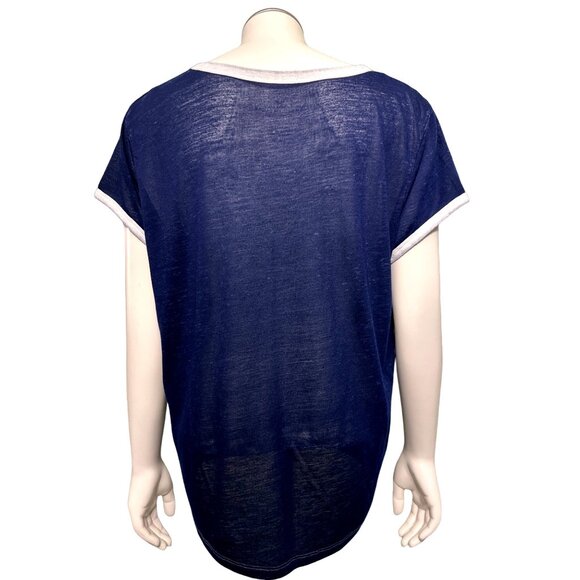 American Eagle Outfitters Sheer Short SleeDark Navy Blue Sheer T Shirt Size Larg - Picture 3 of 11
